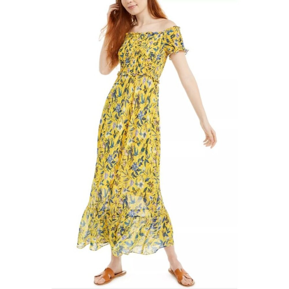Sam Edelman Sheer Yellow Layered Floral Dress Size 10